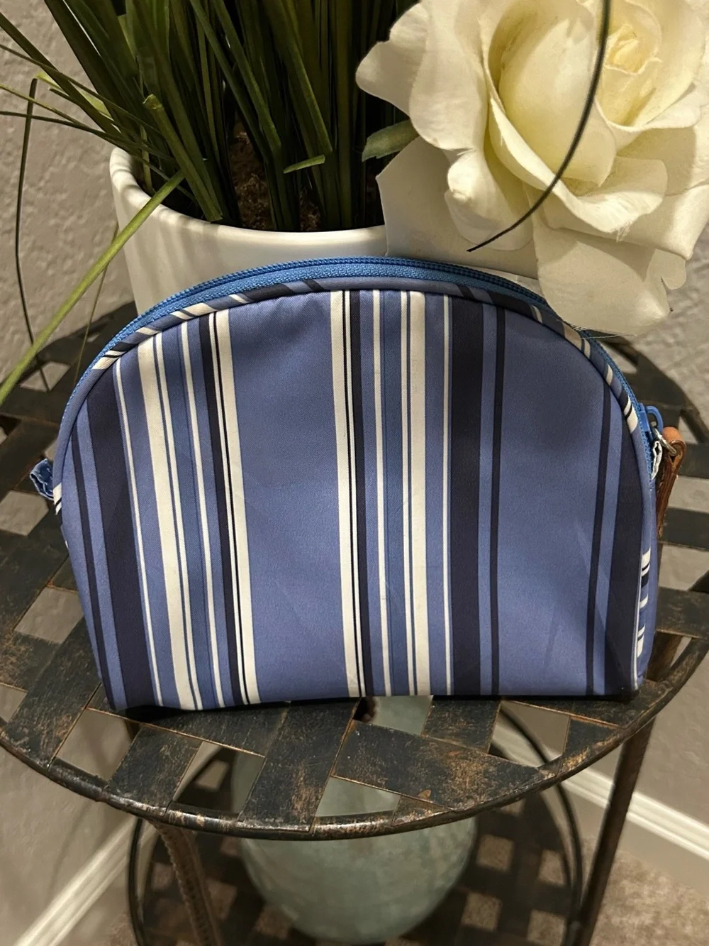 Ralph Lauren Blue Multi-Stripe Cosmetic Pouch